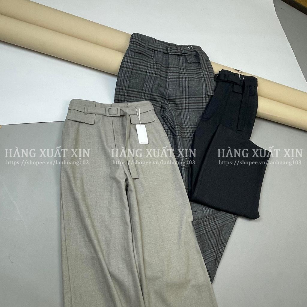 Quần tây công sở quần ống rộng Shojo vải dạ mềm kèm đai