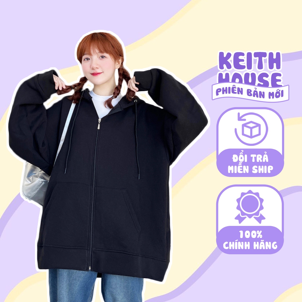 Áo hoodie zip dài trùm mông Dailyme nỉ bông form rộng dây kéo local brand khoác thu đông AHD02