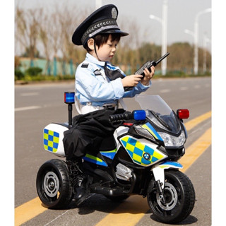  Xe máy điện cảnh sát Police có còi hú cho bé  kèm sạc điện nhạc còi đèn tải trọng 40kg 