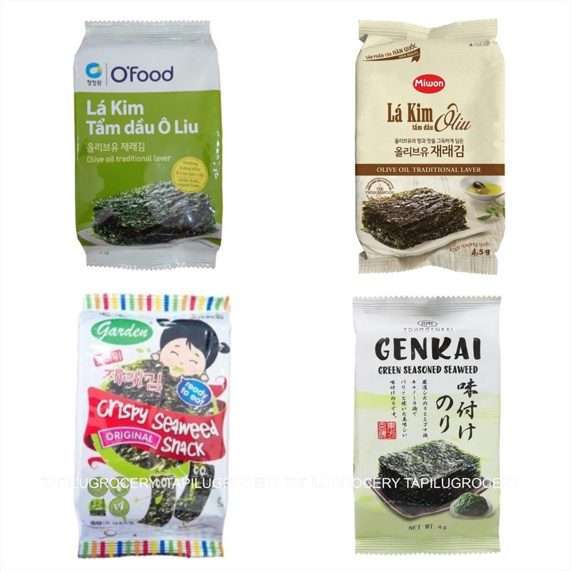 🎞 Các loại rong biển ăn liền, gói 4-5g, Garden Genkai Miwon Ofood