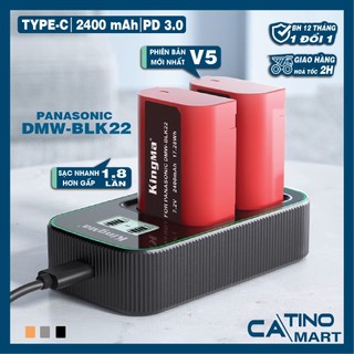 Bộ pin sạc đôi kingma dmw-blk22 v5 sạc nhanh gấp 1.8 lần . dung lượng 2400mah cho lumix phiên bản mới . bh 12 tháng