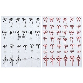 Sticker nơ đá đỏ đen dán móng / Sticker dán móng nơ có đá đỏ đen