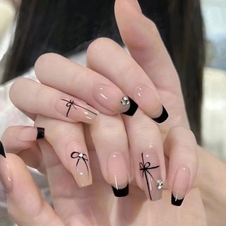 Sticker nơ đá đỏ đen dán móng / Sticker dán móng nơ có đá đỏ đen