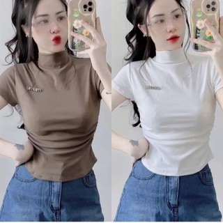 Áo thun tăm cổ dài 3 phân - áo thun tăm nữ cổ 3 phân phong cách hàn quốc