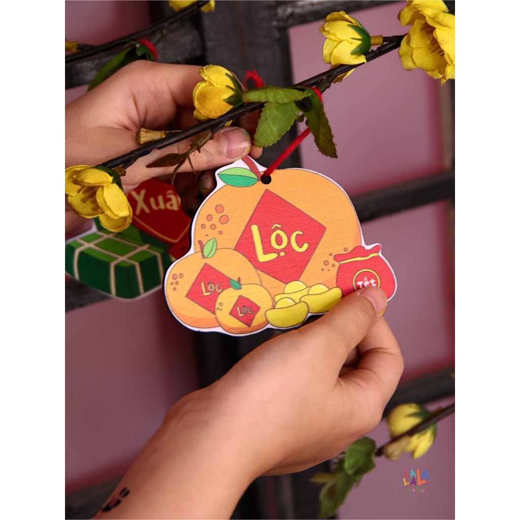 Đồ Chơi Tô Màu Gỗ - Bộ Kit DIY Tự Vẽ và Làm Đồ Trang Trí Tết - Lalala Baby