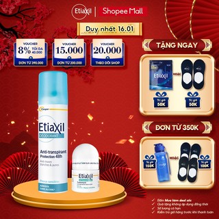 Combo Xịt Khử Mùi Hàng Ngày Etiaxil 150ml và Lăn Khử Mùi Ngăn Mồ Hôi Etiaxil 15ml (nhãn nâu)