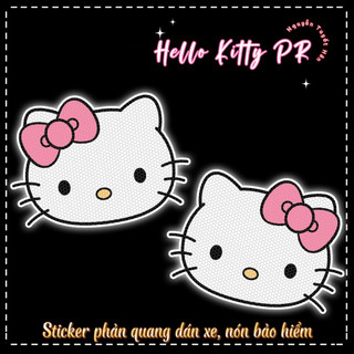 Sticker phản quang dán xe, nón bảo hiểm hình Hello Kitty