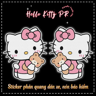 Sticker phản quang dán trang trí xe, nón bảo hiểm Hello Kitty gấu