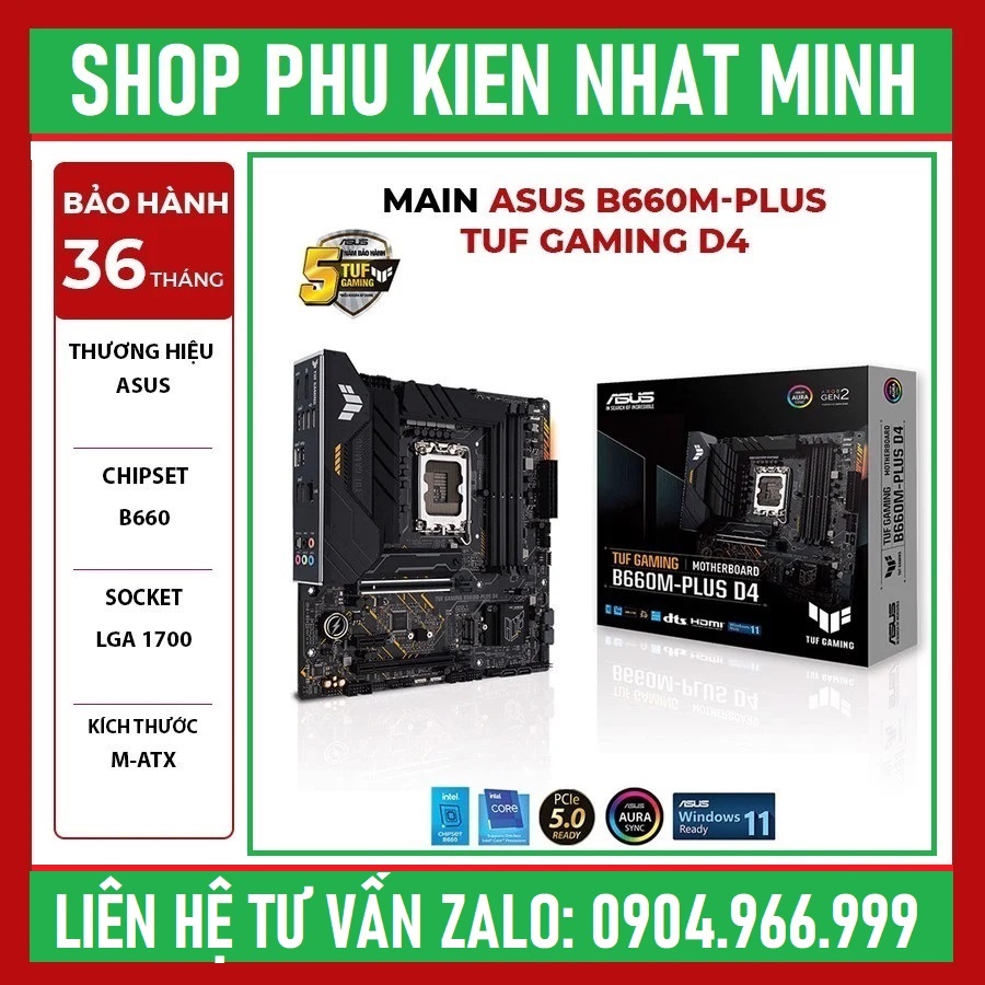 Main Asus TUF Gaming B660M Plus D4 Thiết kế hiện đại giá siêu rẻ chính hãng BH 36 tháng UP to 60 tháng | BigBuy360 - bigbuy360.vn