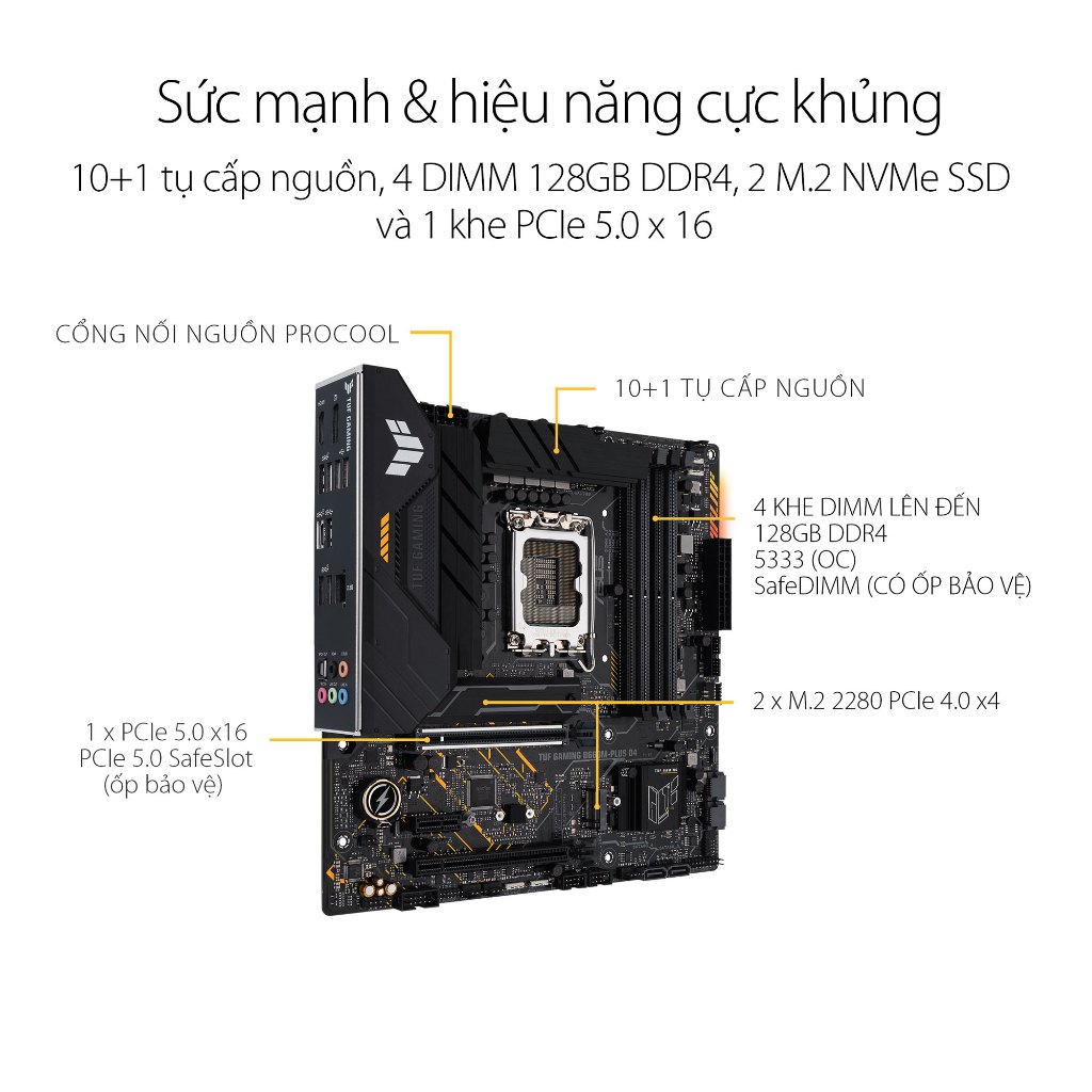 Main Asus TUF Gaming B660M Plus D4 Thiết kế hiện đại giá siêu rẻ chính hãng BH 36 tháng UP to 60 tháng | BigBuy360 - bigbuy360.vn