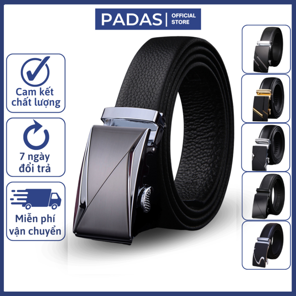 Thắt lưng nam dây nịt nam cao cấp dây lưng da bò thật khoá tự động quà tặng cho nam giới PADAS STORE TL104