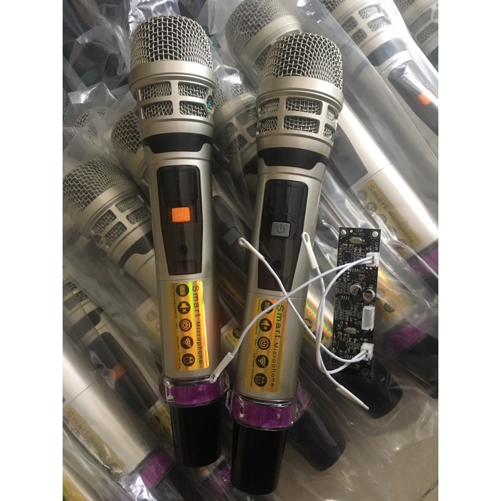 Mic hát karaoke không dây dùng cho loa kéo sóng UHF chống hú thân nhôm