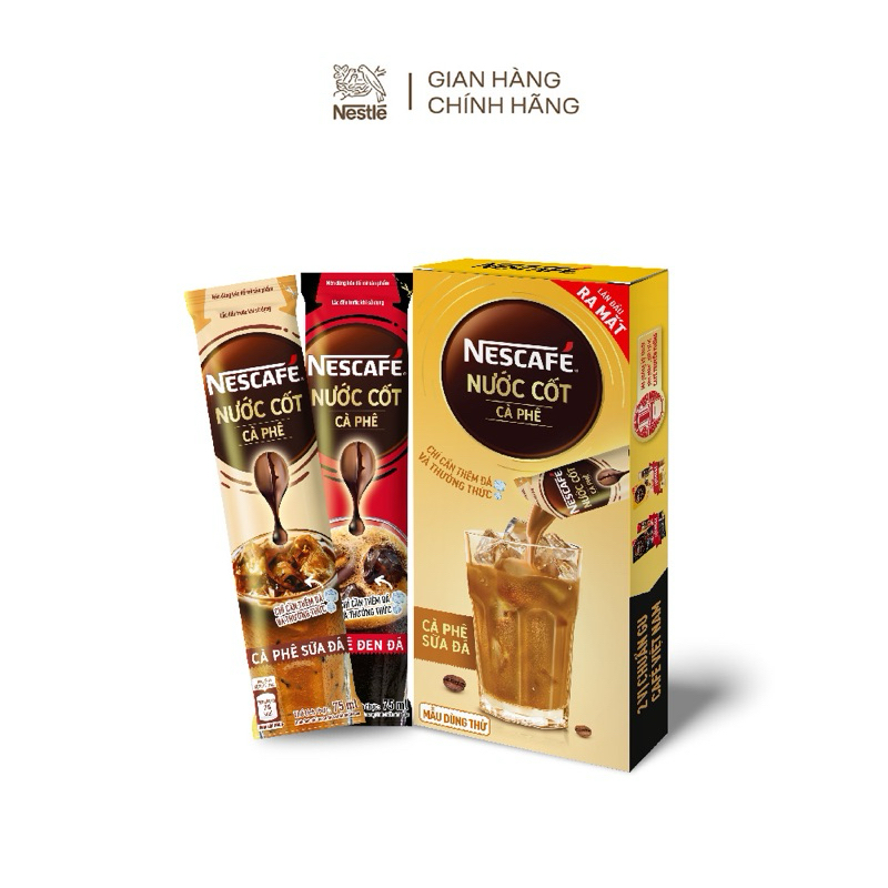[1 QUE ĐEN + 1 QUE NÂU] Mẫu dùng thử 2 que Nước cốt cà phê Đen Đá & Sữa Đá NESCAFE