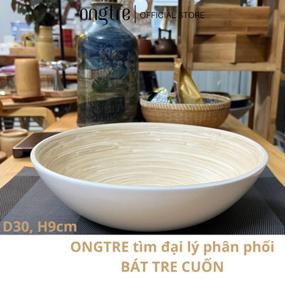 Bát Tre Cuốn ONGTRE Size 30cm Cao Cấp - Bát Tre Lớn, Tô Tre Tự Nhiên Đựng Trái Cây, Salad, Bánh Kẹo, Trang Trí