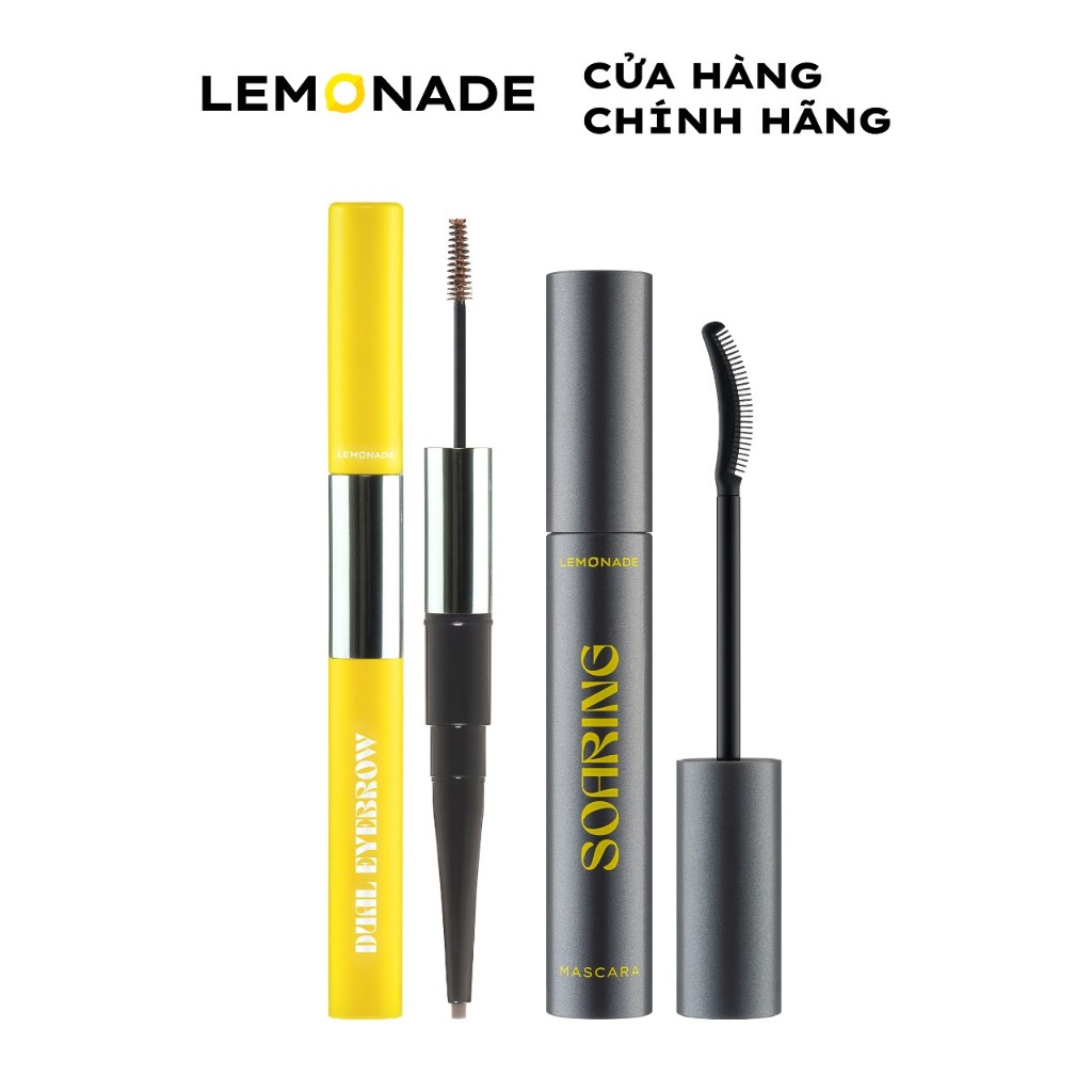 Combo Lemonade Chì kẻ mày 2 đầu Dual Eyebrow 2.75g và Chuốt mi tơi dài lâu trôi Soaring Mascara 6ml