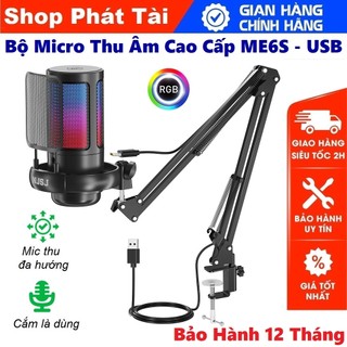 Micro thu âm livestream me6s, micro thu âm có dây cắm cổng usb máy tính, chống ồn, độ nhạy cao, tích hợp đèn led rgb