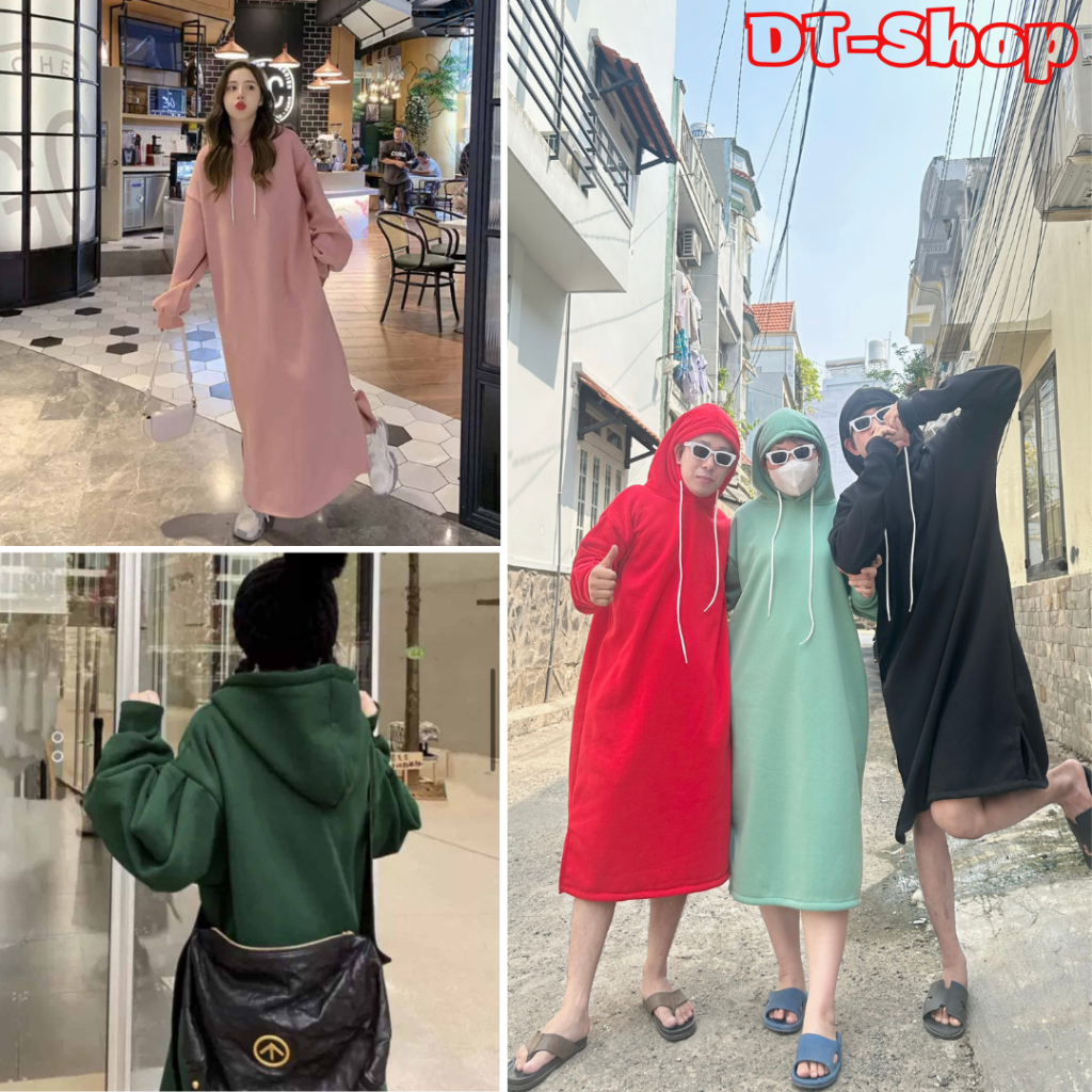 Áo hoodie nam nữ Siêu to khổng lồ xẻ tà có nón 6 màu thu đông chất nỉ pe dày dặn phù hợp bốn mùa - dt_shop