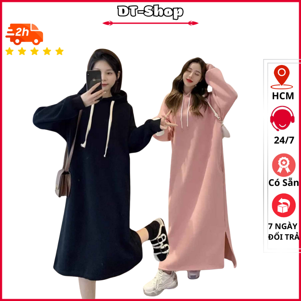 Áo Hoodie SIÊU TO KHỔNG LỒ Tay Dài xẻ tà Phong Cách Hàn Quốc Thời Trang thu đông Nam Nữ phối nón hai lớp dày dặn - T1S