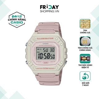 Đồng hồ Casio nữ điện tử W-218HC-4A2VDF dây cao su chính hãng