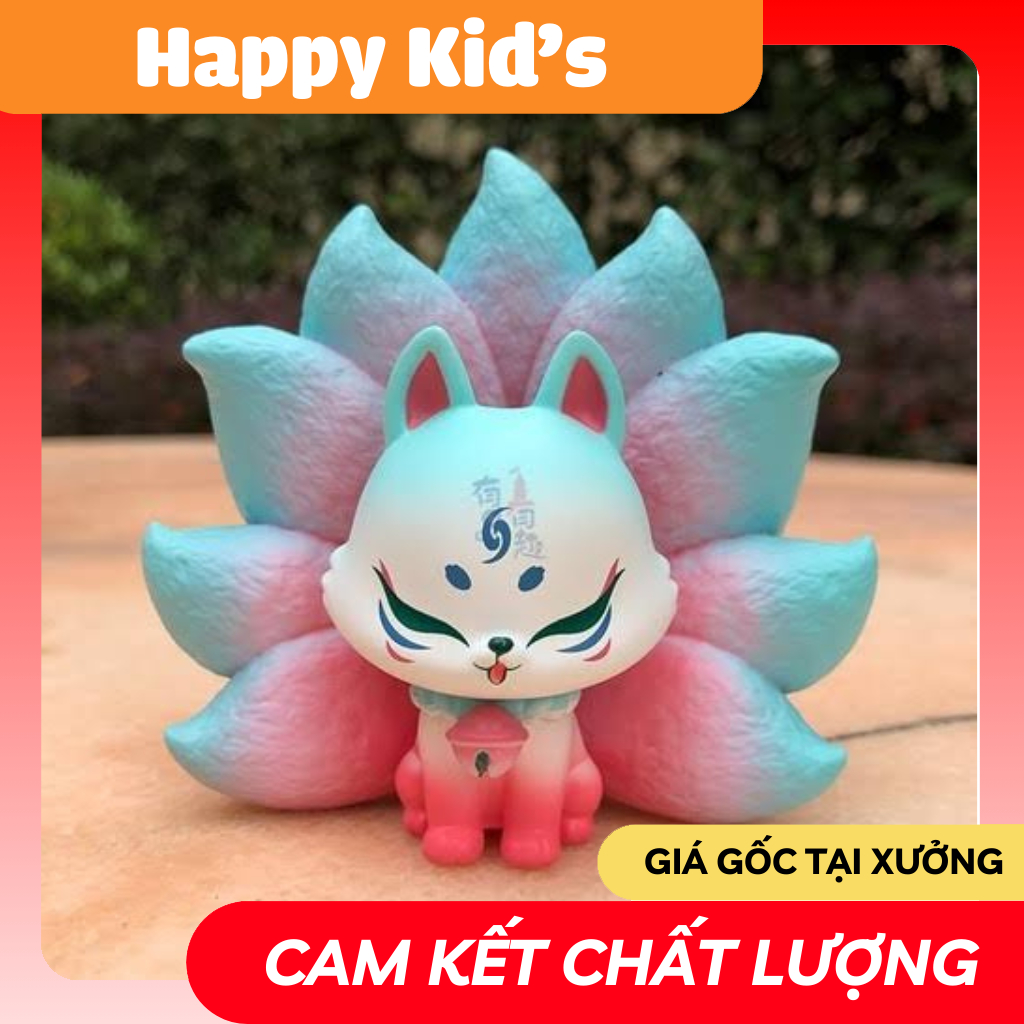 Tượng thạch cao HỒ LY 9 ĐUÔI  tô màu size to 20 - 25cm