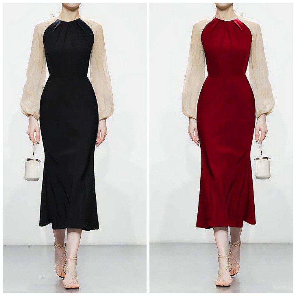ĐẦM T3D FISHTAIL WITH CHIFFON SLEEVES