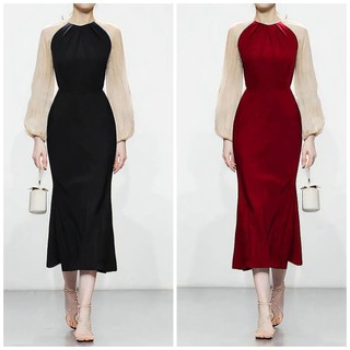 Đầm t3d fishtail with chiffon sleeves