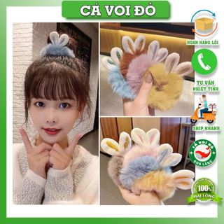 Dây Buộc Tóc Tai Thỏ Bông Hàn Quốc - chun lông tai thỏ