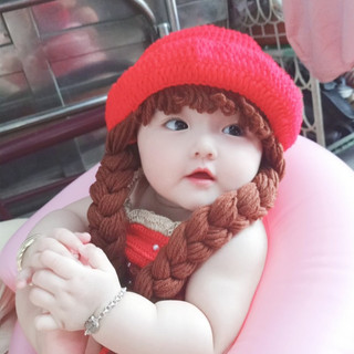 Nón len handmade có 2 bím tóc dài kiểu vành lật - Dương liễu handmade