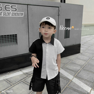 Áo sơ mi đũi cổ đức cá tinhs bé trai