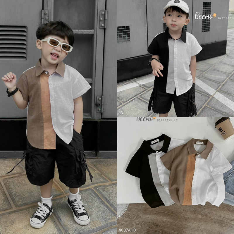 Áo sơ mi đũi cổ đức cá tinhs bé trai