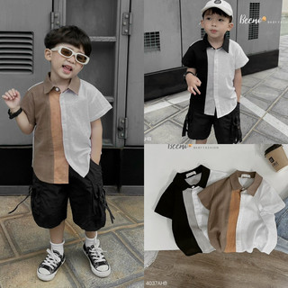 Áo sơ mi đũi cổ đức cá tinhs bé trai