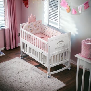 Cũi Cho Bé (Full Set Màn,Đệm,Quây) Kích Thước 105x60cm. Cũi Gỗ Cho Bé Đa Chức Năng 6in1
