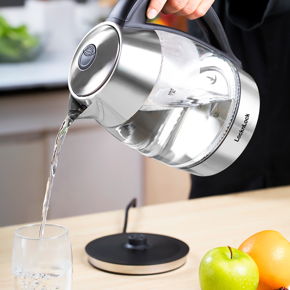 Ấm đun siêu tốc LocknLock thủy tinh EJK341 1.8L ,Hàng chính hãng có điều chỉnh nhiệt độ sôi -JoyMall