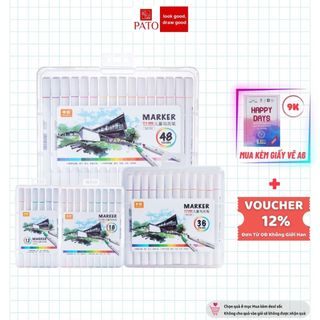  Bút Màu Marker Hai Đầu Cao Cấp ZhongCai Thân Tròn 12 18 24 36 48 Màu Đựng Hộp Nhựa NO.705 
