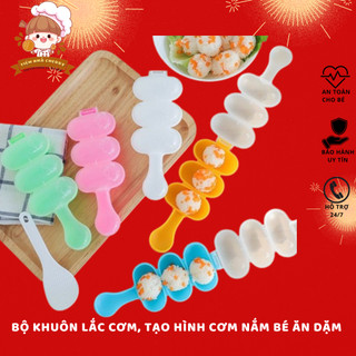 Bộ Khuôn Lắc Cơm, tạo hình cơm nắm bé ăn dặm kèm thìa