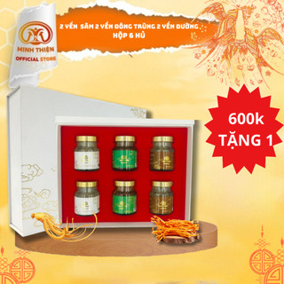 Set quà hộp 6 hủ yến chưng sẵn combo 2 hủ yến đông trùng 2 hủ yến chưng nhân sâm 2 hủ yến chưng đường phèn minh thiện