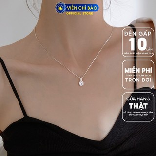 Dây chuyền bạc nữ, vòng cổ đá tròn lấp lánh chất liệu bạc 925 thời trang phụ kiện trang sức nữ Viễn Chí Bảo D400483