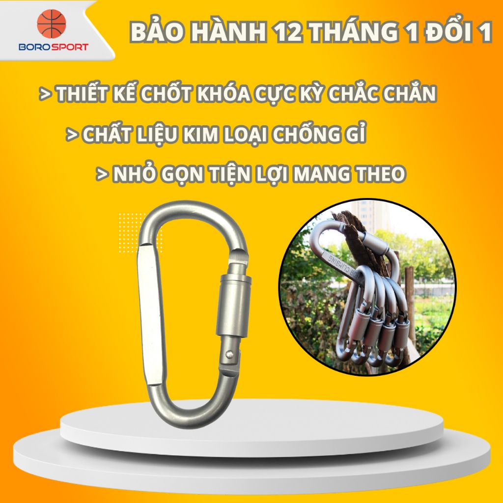 Móc Khóa Đi Phượt Cao Cấp Móc Chữ D Leo Núi Chất Liệu Hợp Kim Nhôm Chắc Chắn Cleacco MKDP Boro Sport ( Màu Ngẫu Nhiên )