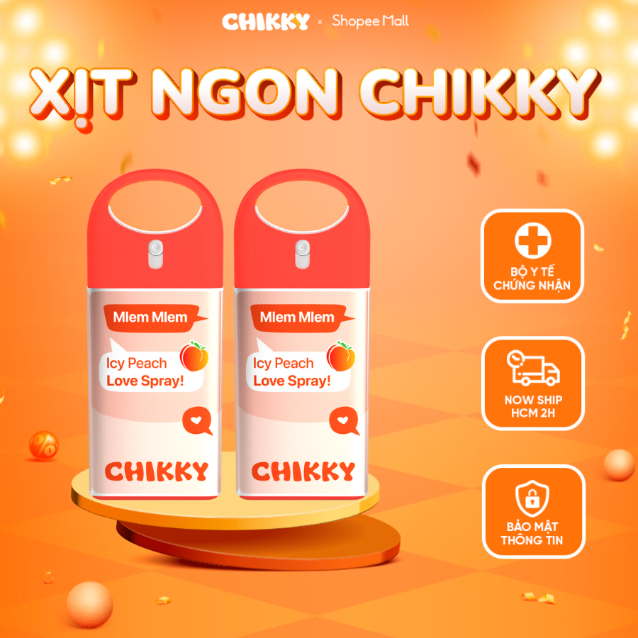 Xịt ngon Chikky Love Spray Hương Đào vị hoa quả the mát dung tích 20ml