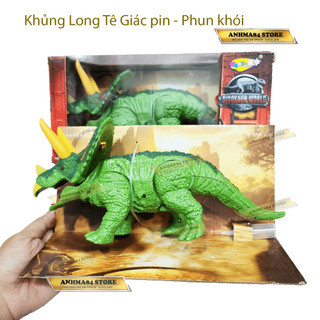 Đồ chơi khủng long 3 sừng chạy pin, có nhạc - phun khói độc đáo - anhma84 store