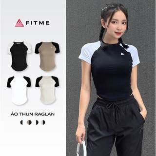 Áo tập gym yoga Fitme Cotton cổ tròn thiết kế raglan croptop ôm dáng thoải mái ATNRL