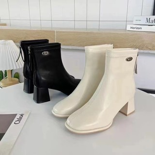 Boot bốt giày da lỳ cao 6 -7 phân gót vuông mẫu hot 2024