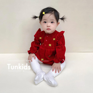 Bodysuit sơ sinh, body váy công chúa nhung đỏ cao cấp hàng quảng châu
