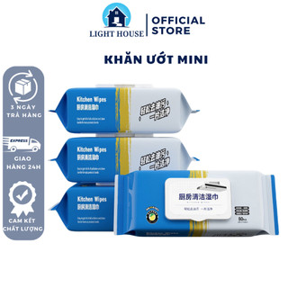Túi 80 tờ khăn ướt đa năng làm bếp, khăn giấy ướt vệ sinh nhà bếp, bát đĩa chicken wipe cỡ lớn hương chanh tự nhiên