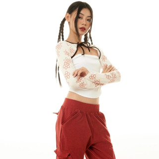 Áo khoác len ERRORIST Flower Cardigan Crop họa tiết hoa dáng ngắn