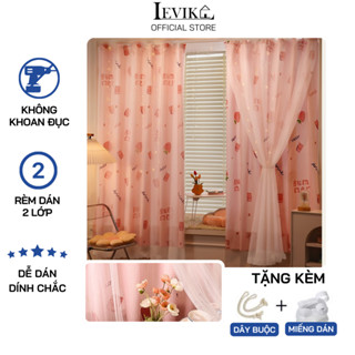  Rèm cửa dán keo không cần thanh treo lá rùa xanh dương trang trí phòng cửa sổ Levika.HN 