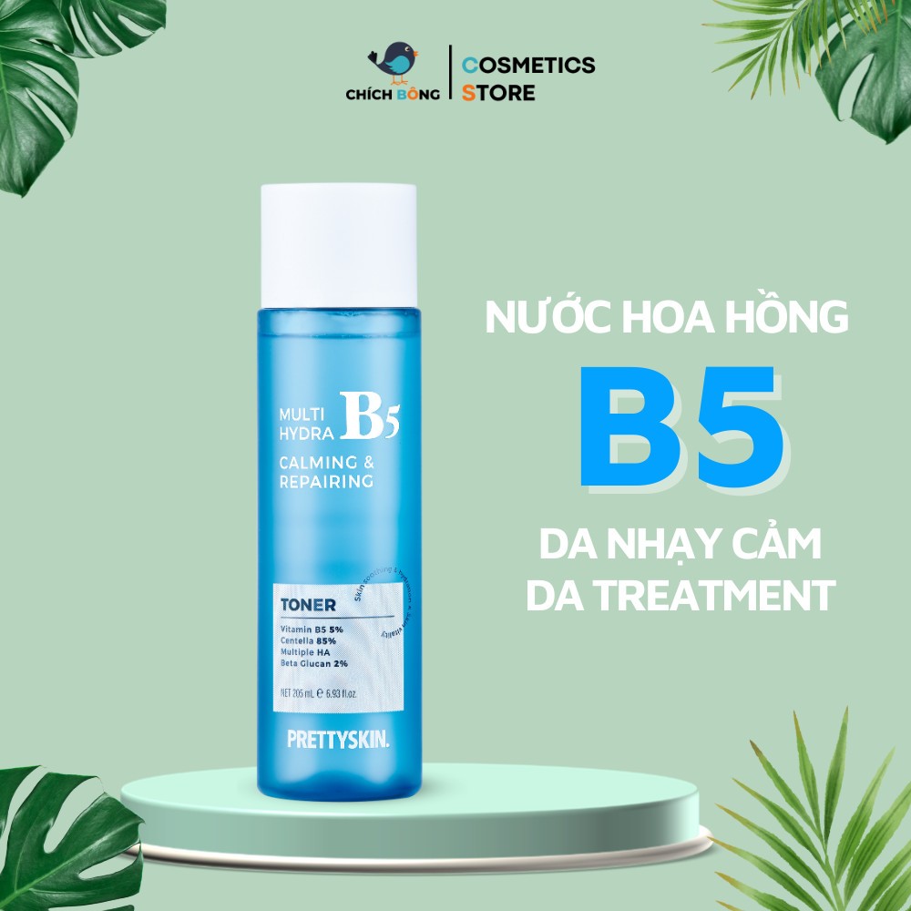 Nước Hoa Hồng Multi Hydra B5 Calming & Repairing Prettyskin, nước hoa hồng B5 Prettyskin cho da nhạy