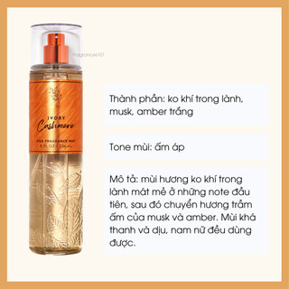 Mist Xịt Toàn Thân BBW Ivory Cashmere 236ml Từ Mỹ