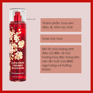 Mist Xịt Toàn Thân BBW Japanese Cherry Blossom 236ml Từ Mỹ