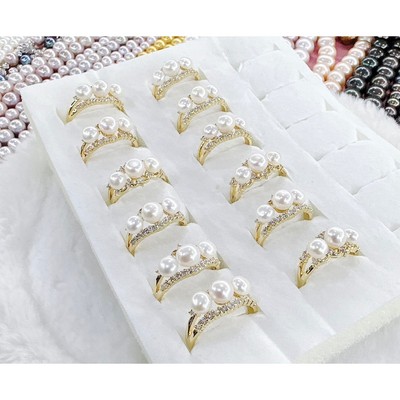 Nhẫn Ngọc Trai 3 Viên 5ly Sang Trọng, Tinh Tế - Ngọc Trai Trường Thịnh